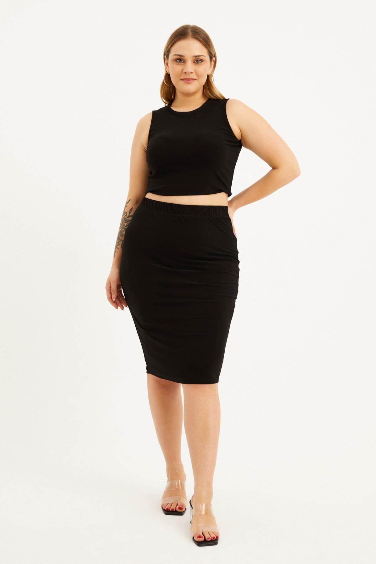 Myline-Midi Kalem Etek-Büyük Beden Etek-77543