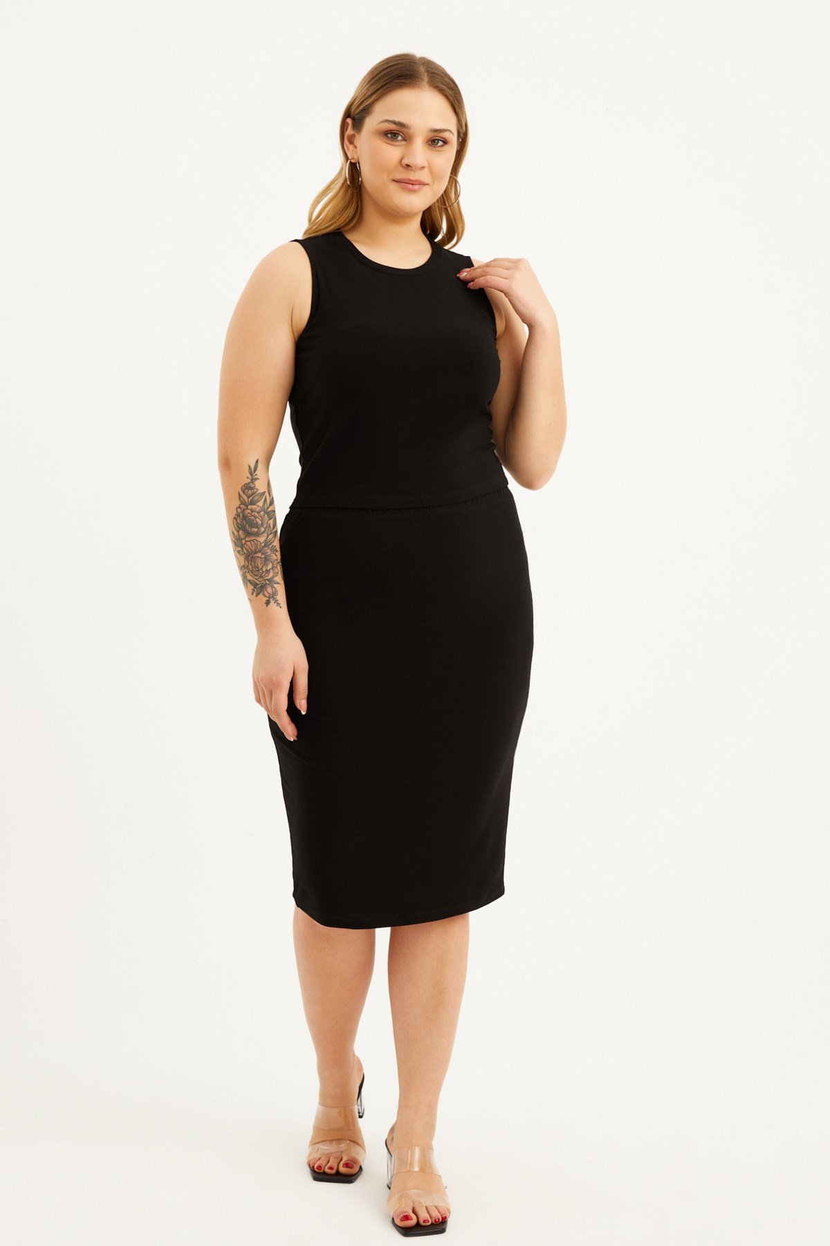 Myline-Midi Kalem Etek-Büyük Beden Etek-77543