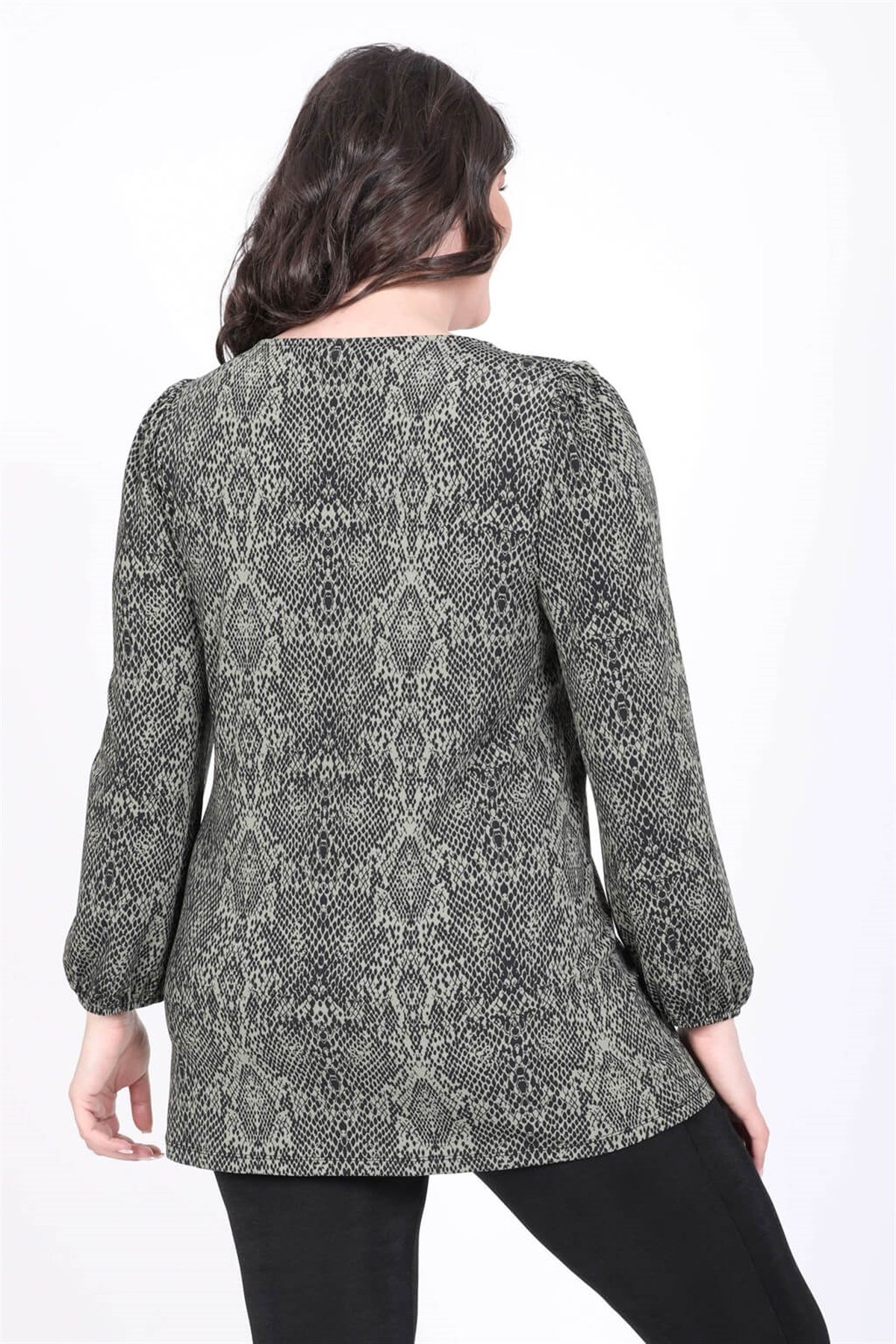 Myline-Öden Bağlamalı Prenses Kol Bluz-Büyük Beden Bluz-35314