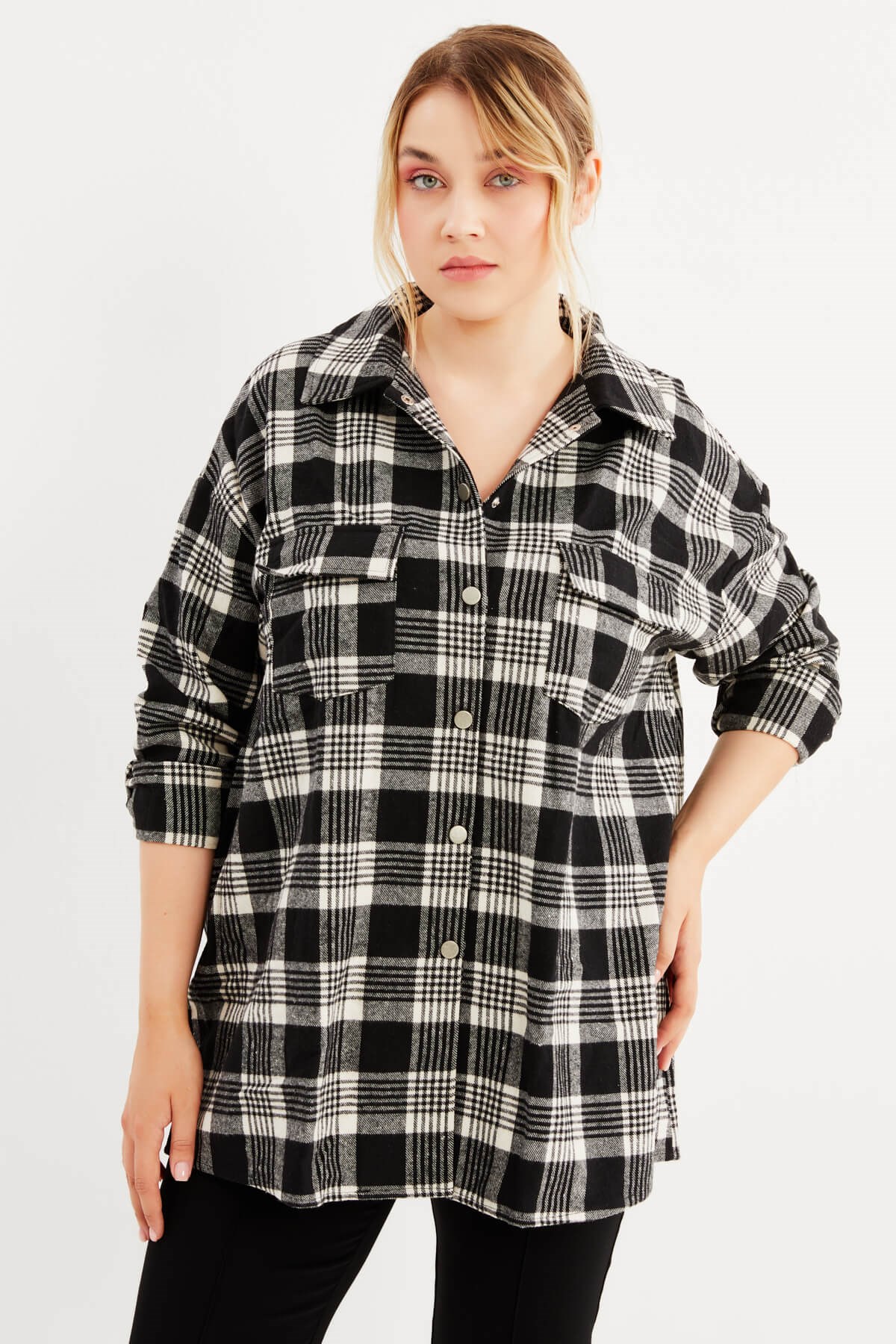 Myline-Oduncu Oversize Gömlek -Büyük Beden Gömlek-56310