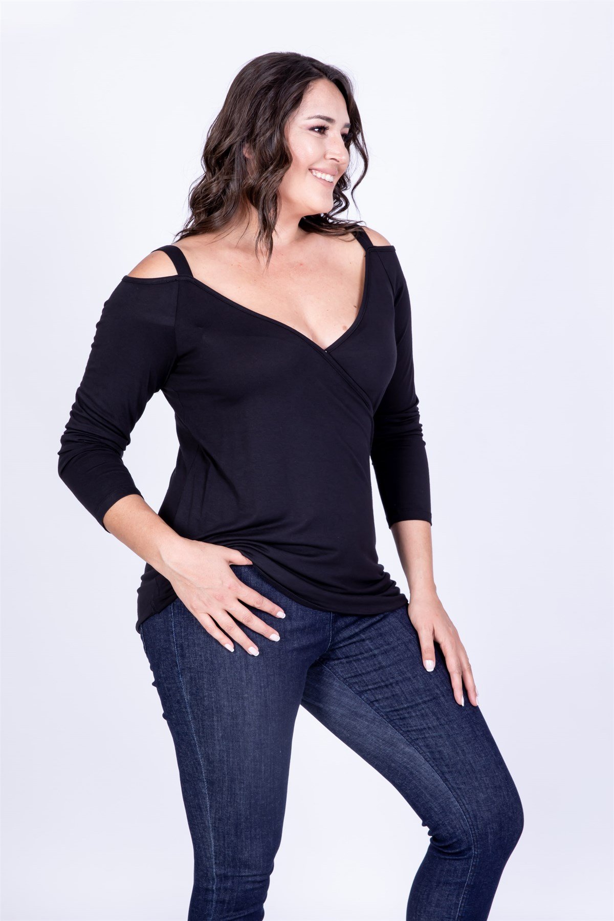 Myline-Omuz Çerçeveli Anvelop Bluz-Büyük Beden Bluz-35003