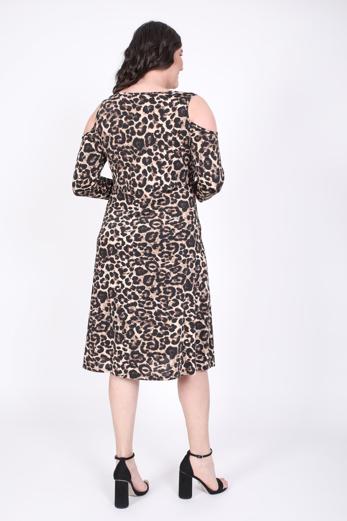 Myline-Omuz Çerçeveli Anvelop Elbise-Büyük Beden Günlük Elbiseler-35289