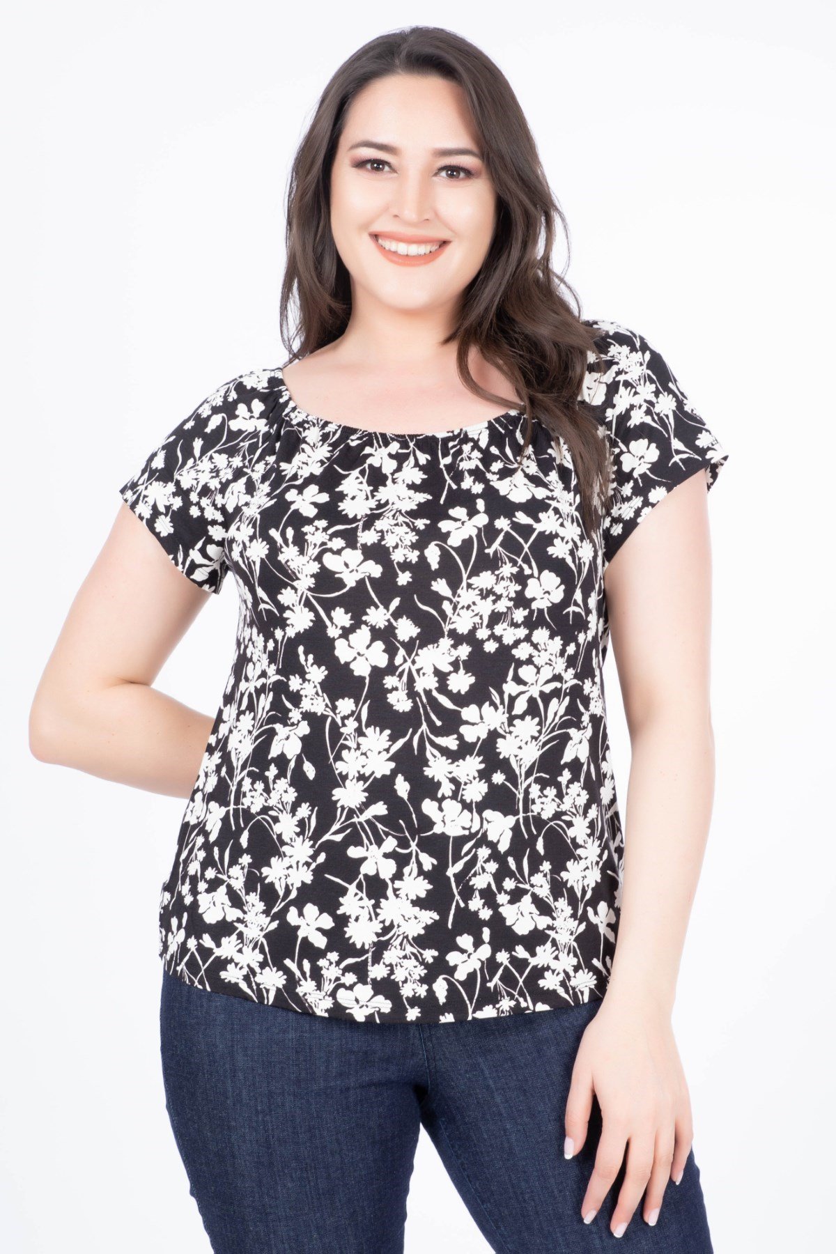 Myline-Omzu Açık T-Shirt-Büyük Beden Tişört-23856