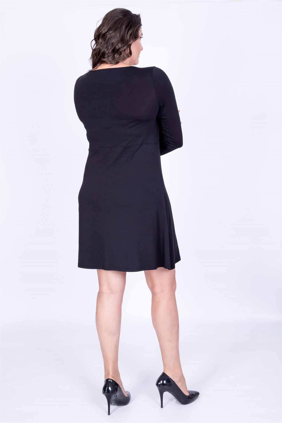 Myline-Ön Çapraz Biyeli Elbise-Büyük Beden Günlük Elbiseler-35146