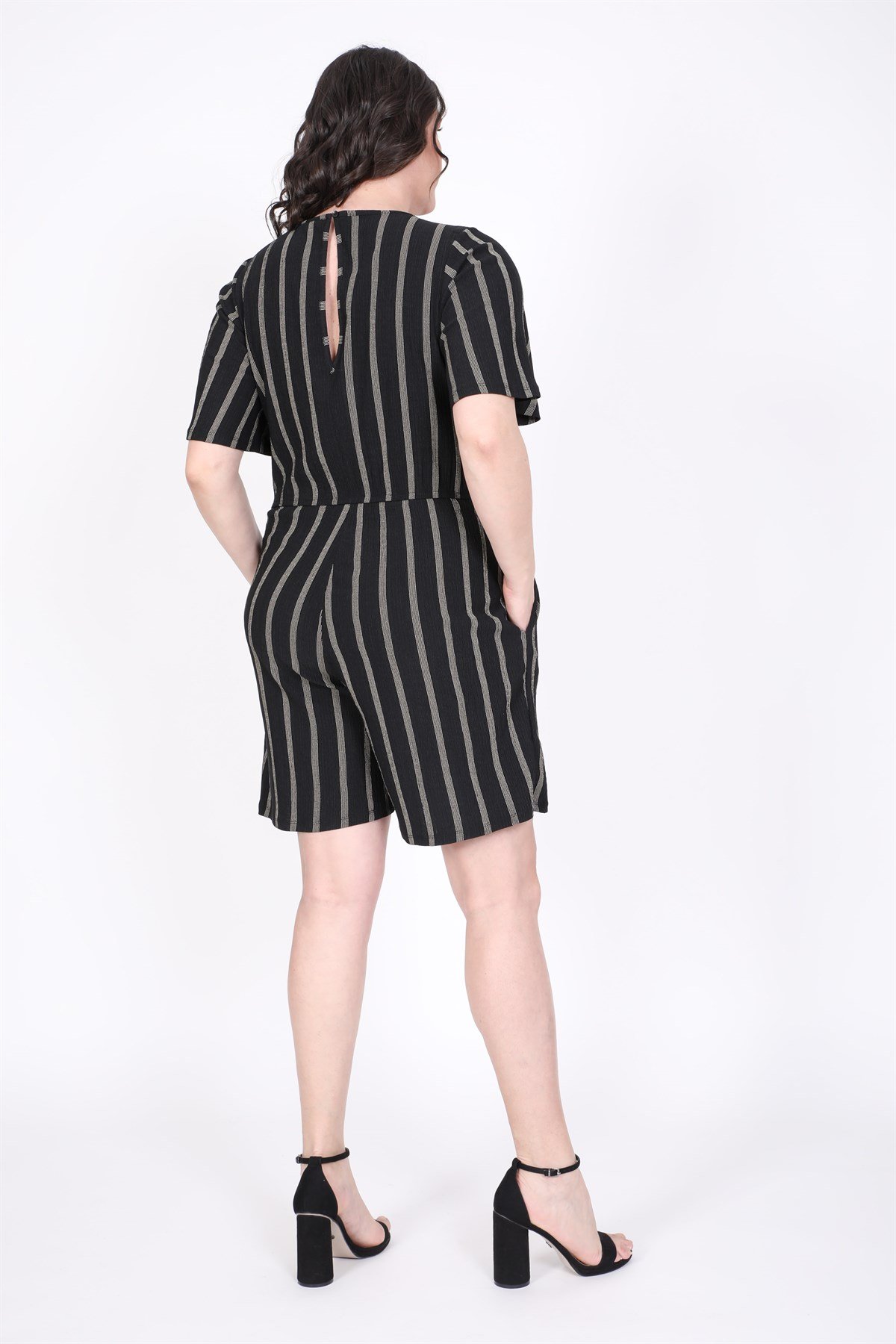 Myline-Ön Çapraz Detaylı Kısa Tulum-Büyük Beden Tulum-45728