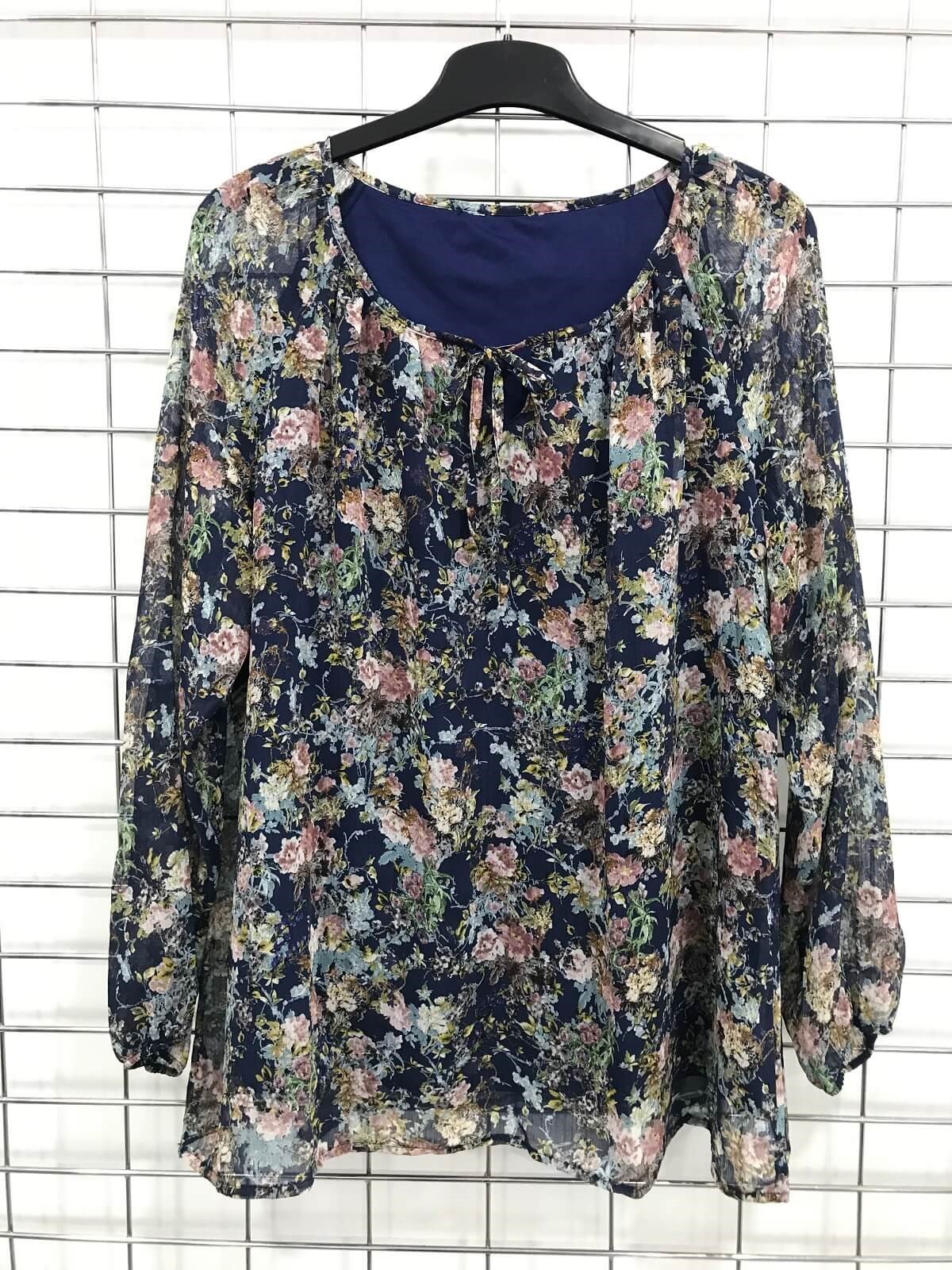 Myline-Önü Bağcıklı Astarlı Bluz-Büyük Beden Outlet-45658