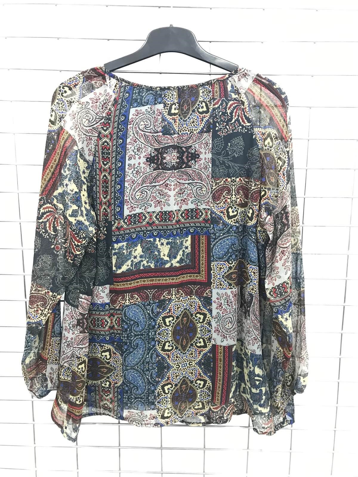 Myline-Önü Bağcıklı Astarlı Bluz-Büyük Beden Outlet-45659