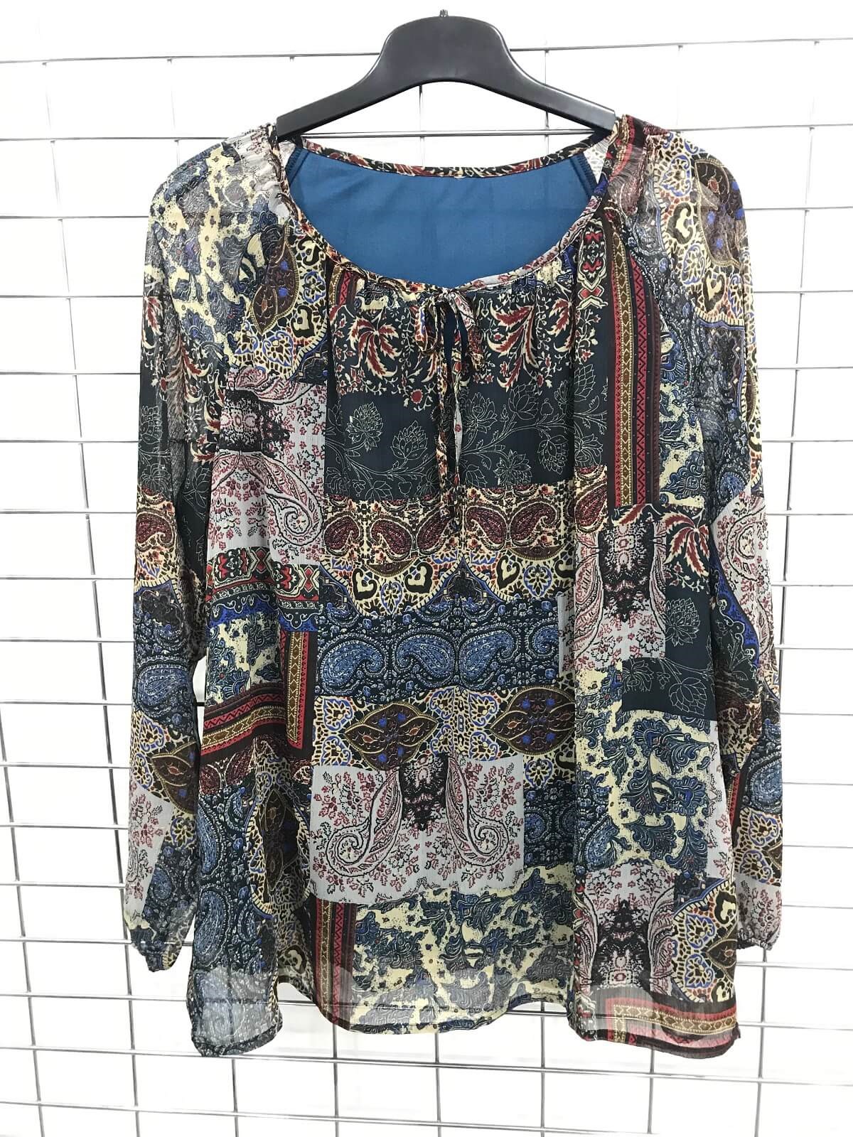 Myline-Önü Bağcıklı Astarlı Bluz-Büyük Beden Outlet-45659