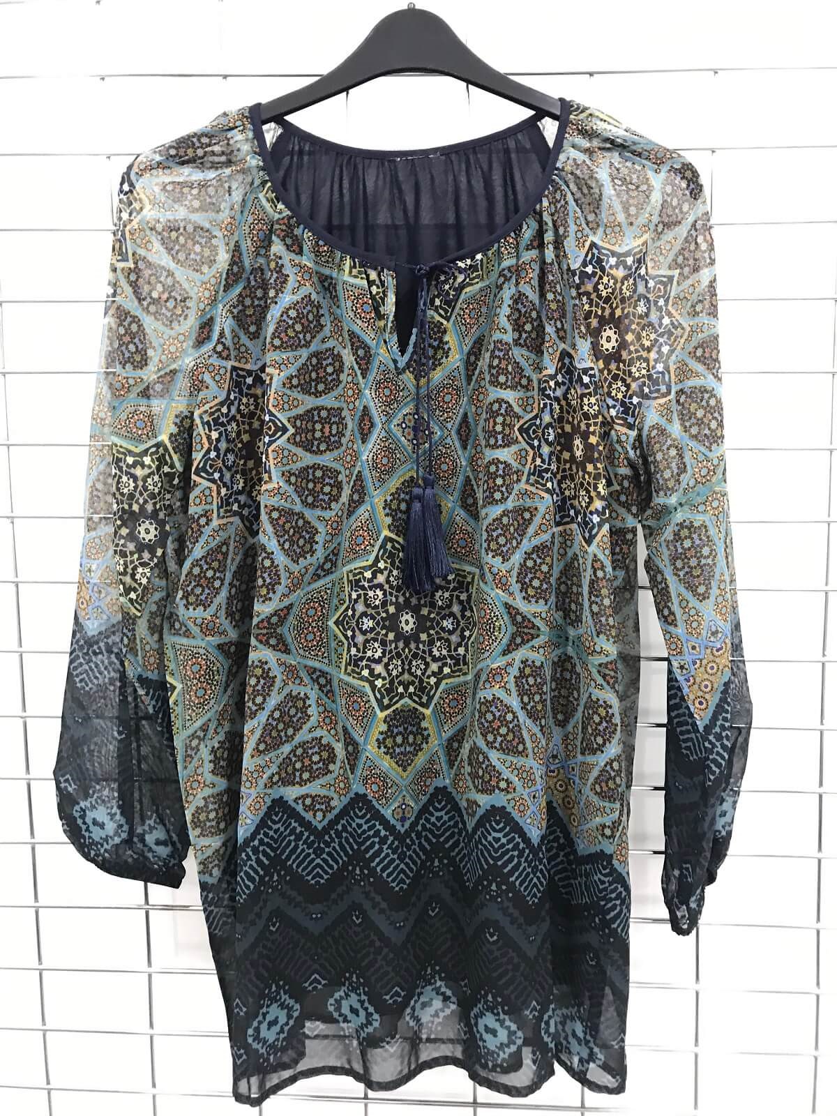 Myline-Önü Bağcıklı Astarlı Bluz-Büyük Beden Outlet-45660