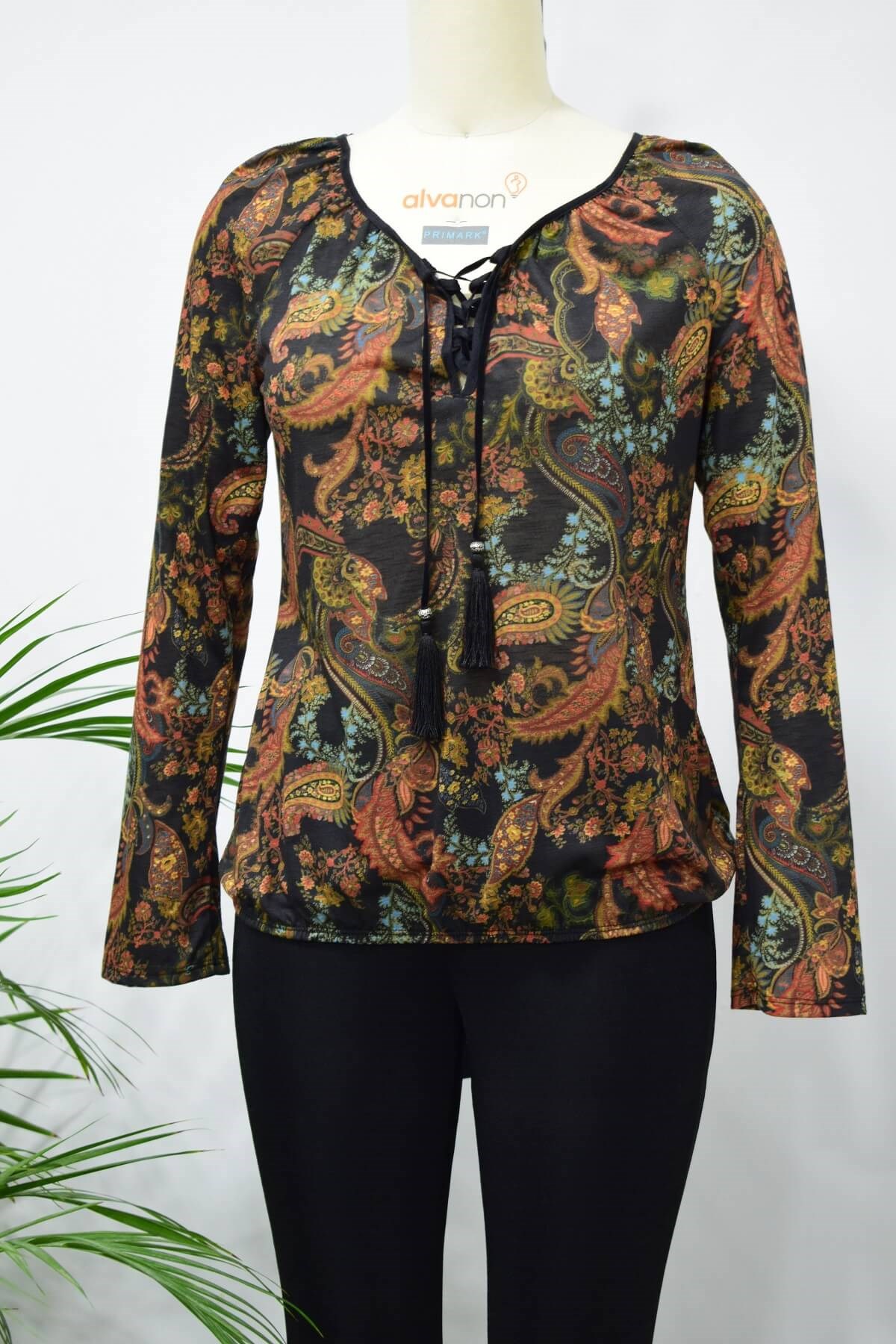 Myline-Önü Bağcıklı Bluz-Büyük Beden Outlet-56228