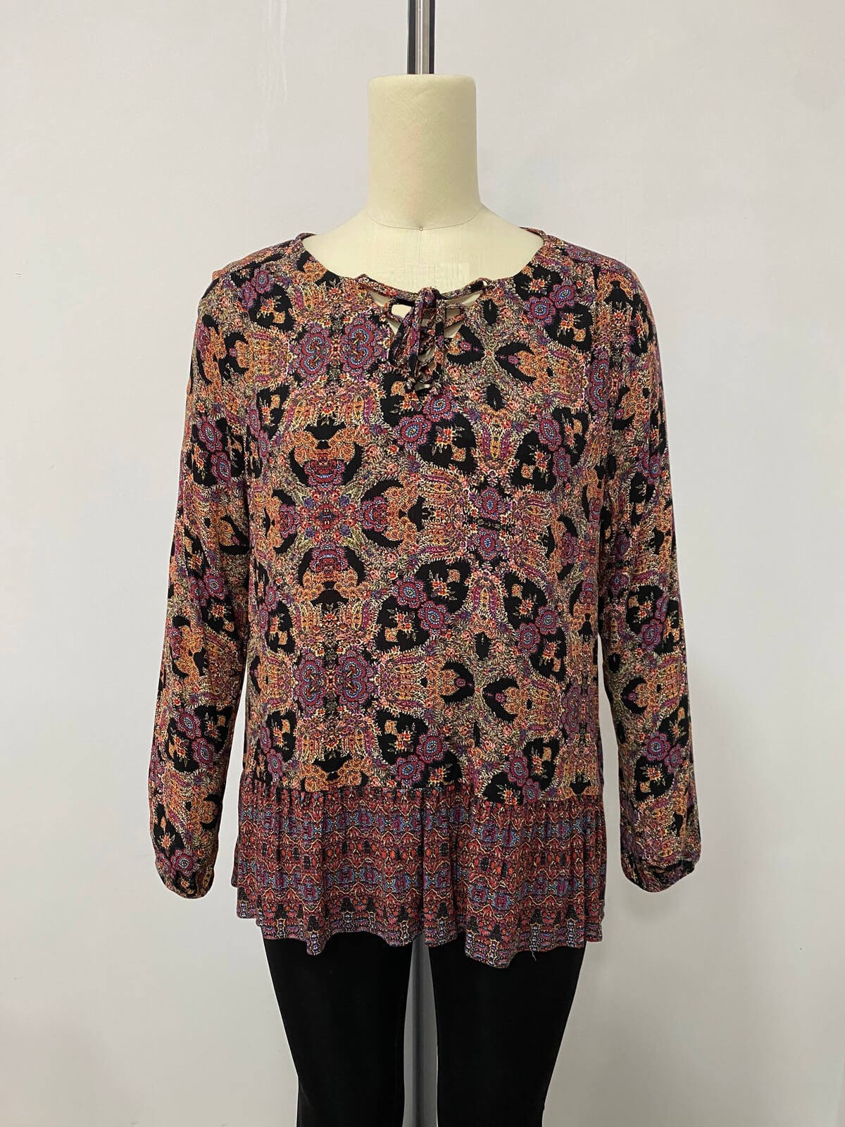 Myline-Önü Bağcıklı Bluz-Büyük Beden Outlet-66560