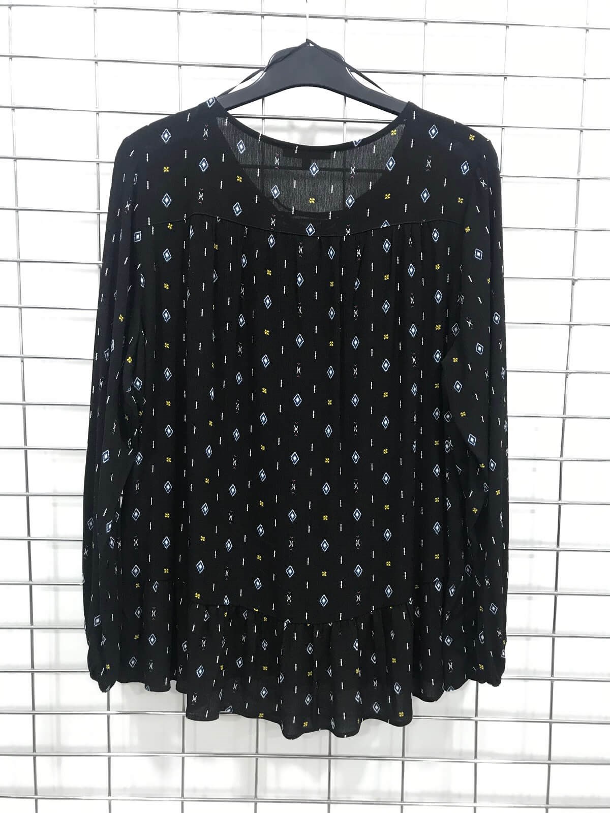 Myline-Önü Bağcıklı Eteği Fırfırlı Bluz-Büyük Beden Bluz-45925