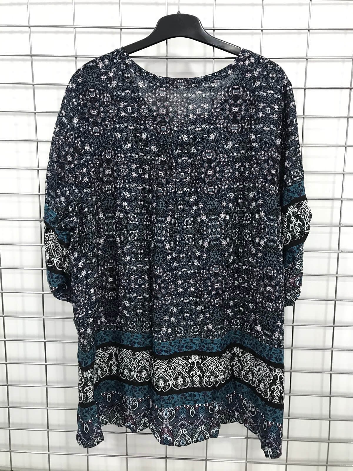 Myline-Önü Bağcıklı Katlanabilir Kollu Bluz-Büyük Beden Outlet-45657