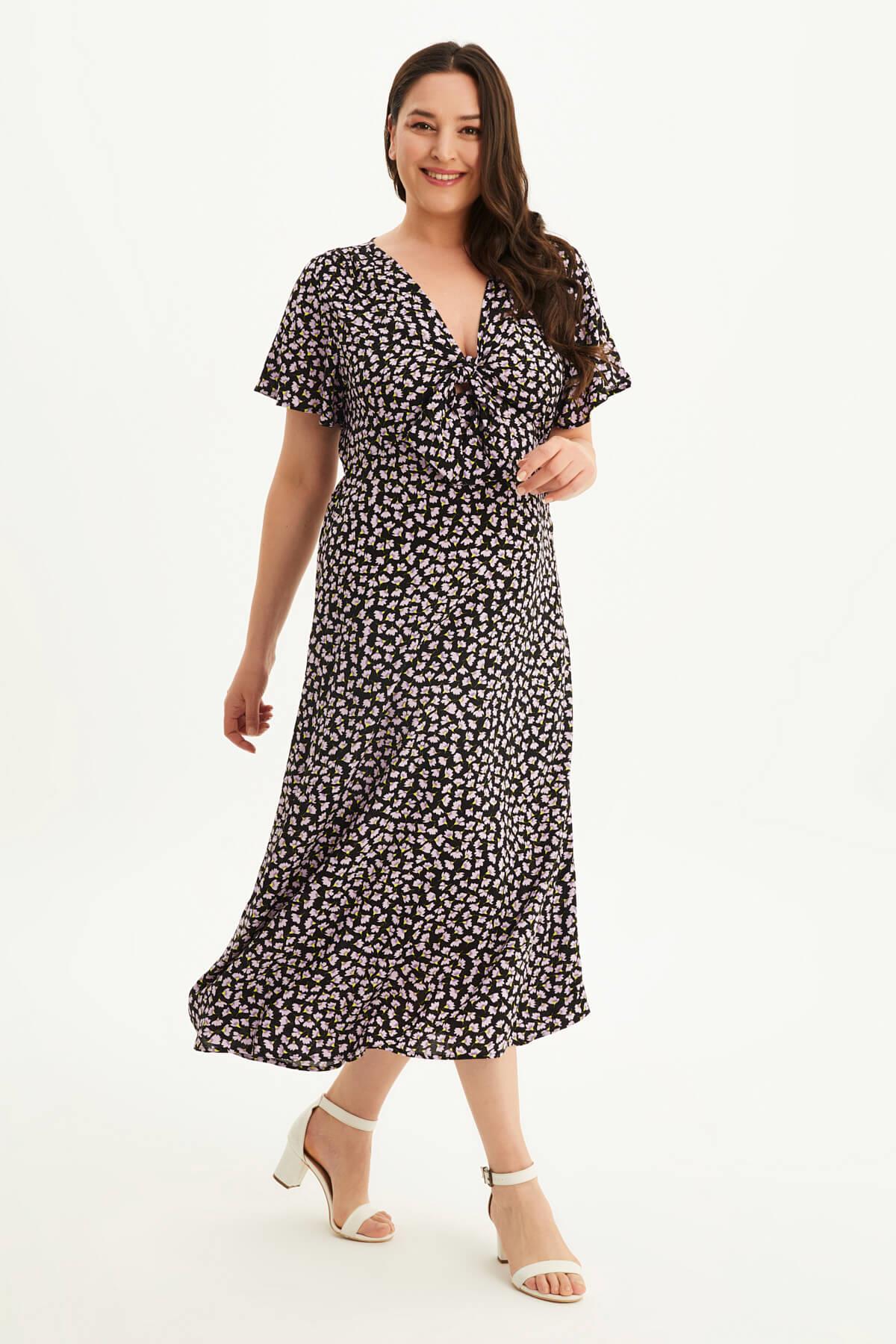 Myline-Önü Bağlamalı Elbise-Büyük Beden Günlük Elbiseler-87978