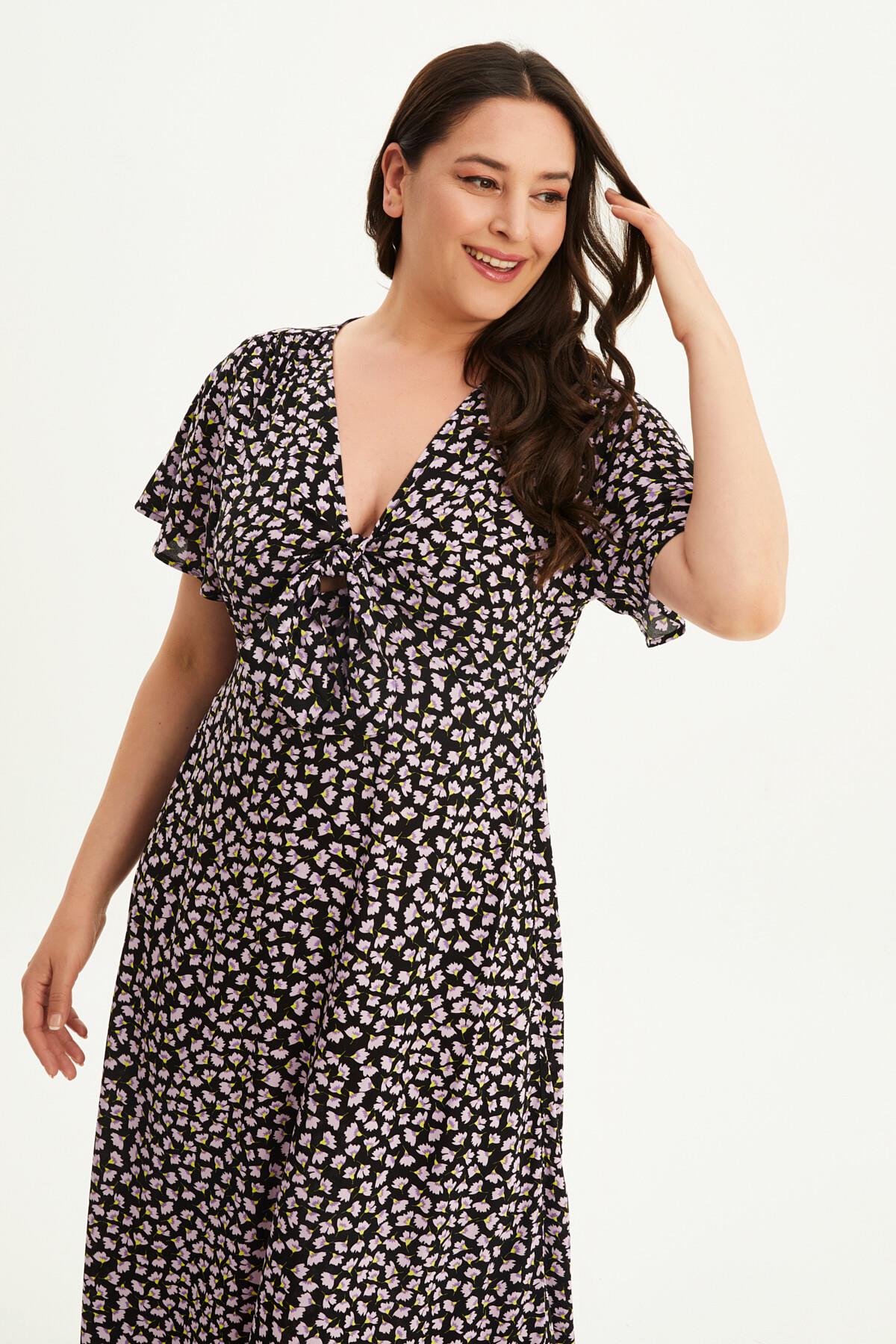 Myline-Önü Bağlamalı Elbise-Büyük Beden Günlük Elbiseler-87978