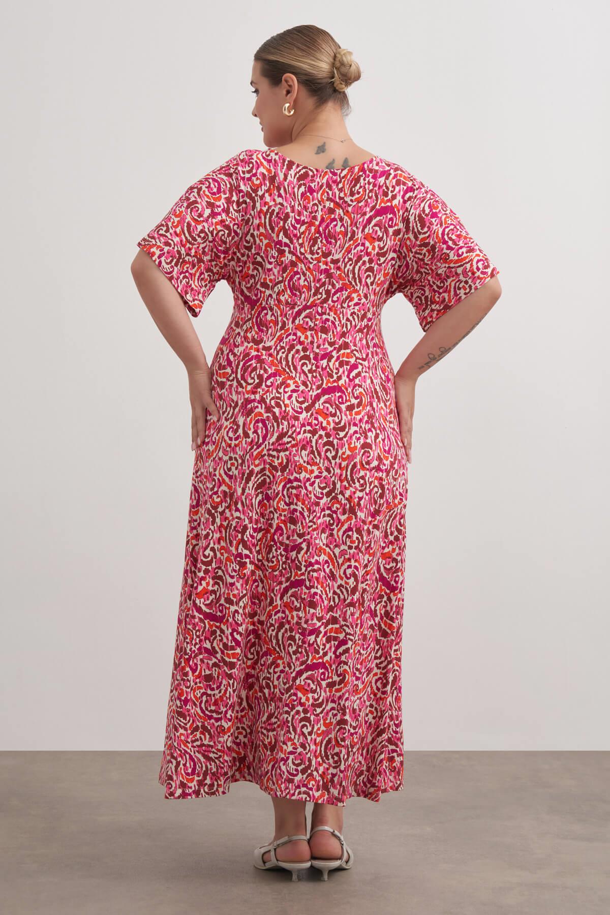 Myline-Önü Düğümlü Örme Elbise-Büyük Beden Elbise-149465