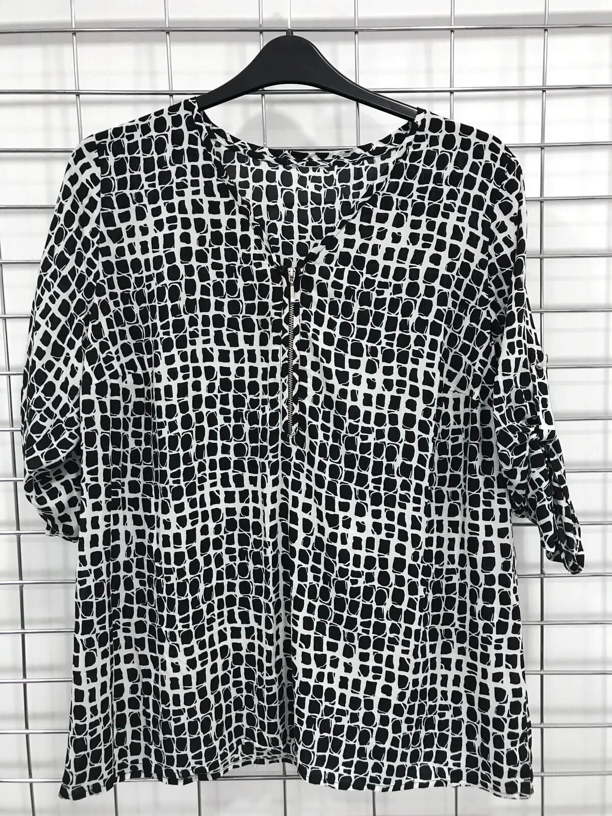 Myline-Önü Fermuar Detaylı Bluz-Büyük Beden Outlet-45663