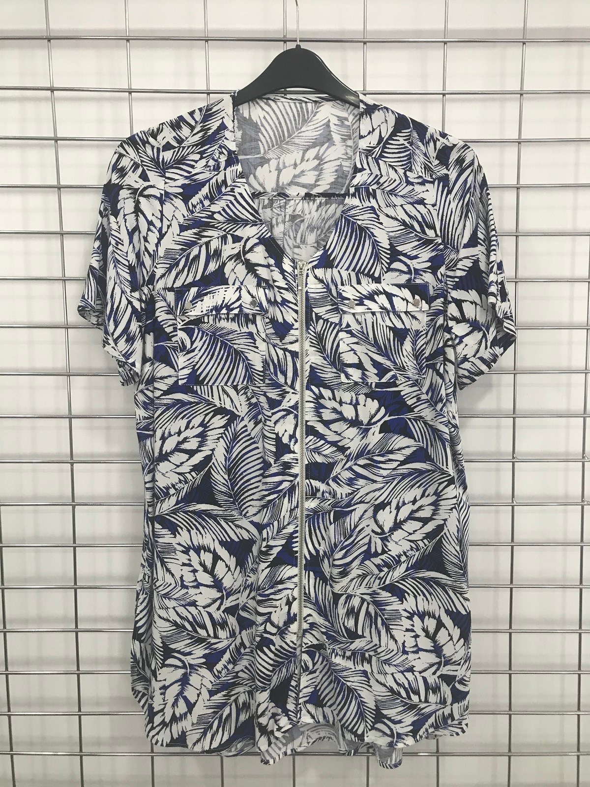 Myline-Önü Fermuar Detaylı Kısa Kollu Tunik-Büyük Beden Outlet-45652