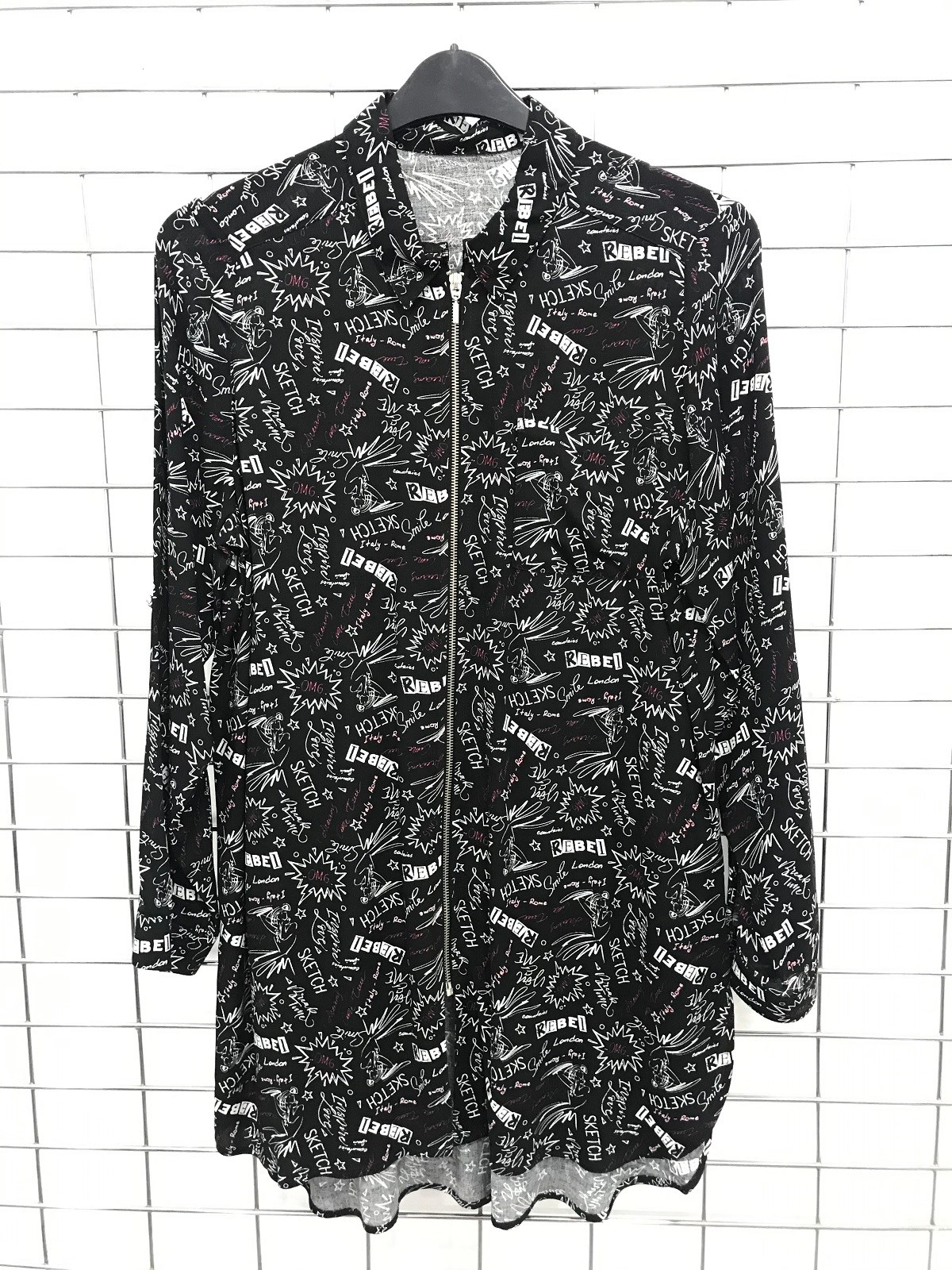 Myline-Önü Fermuar Detaylı Uzun Kollu Tunik-Büyük Beden Outlet-45654