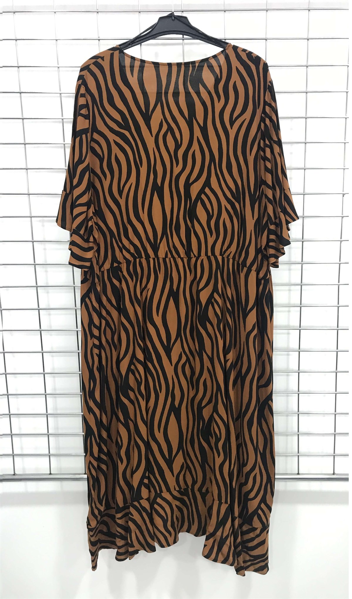 Myline-Önü Kurvaze Volanlı Uzun Elbise-Büyük Beden Outlet-45623