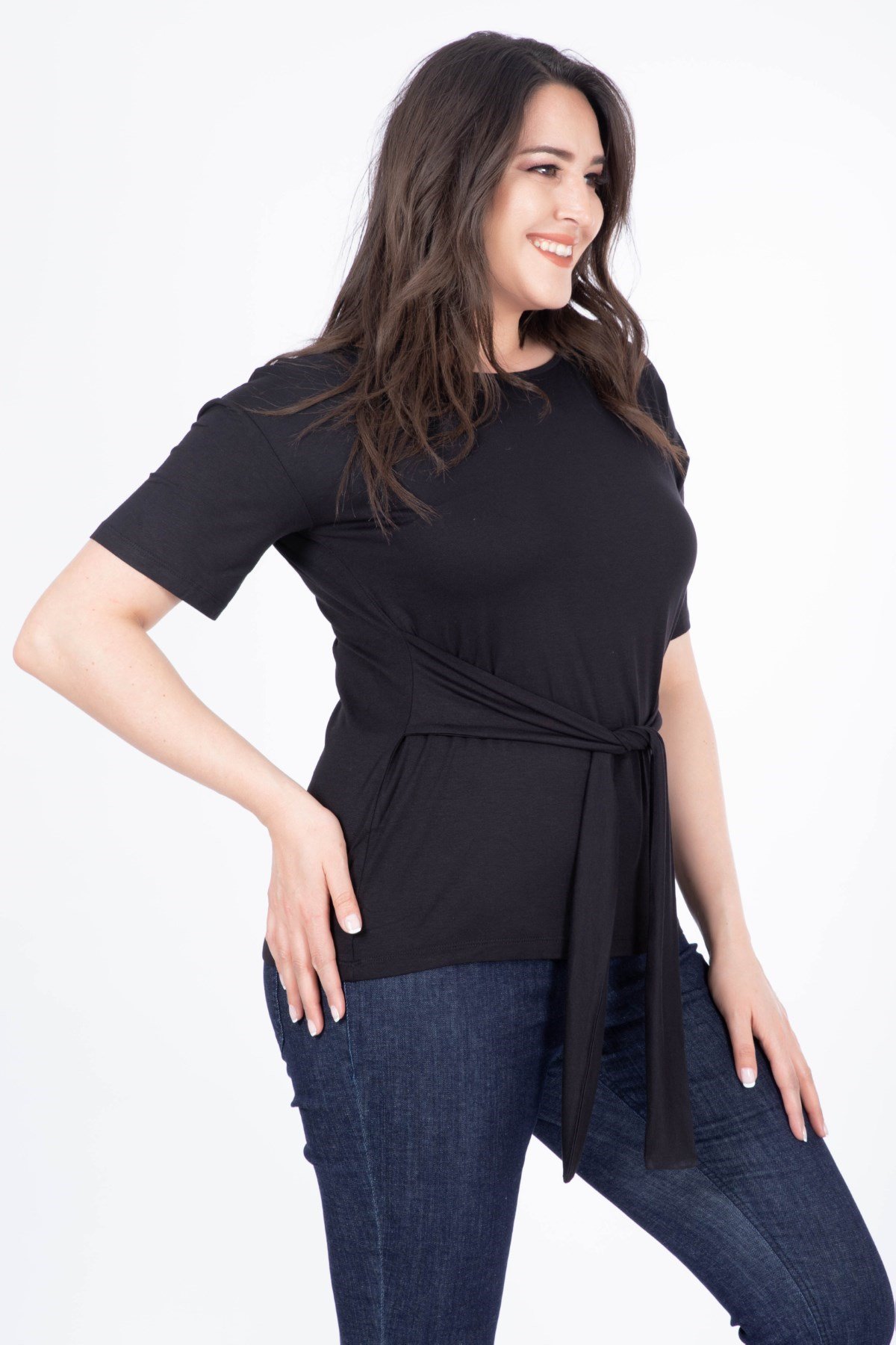 Myline-Önü Kuşaklı Bluz-Büyük Beden Bluz-23739