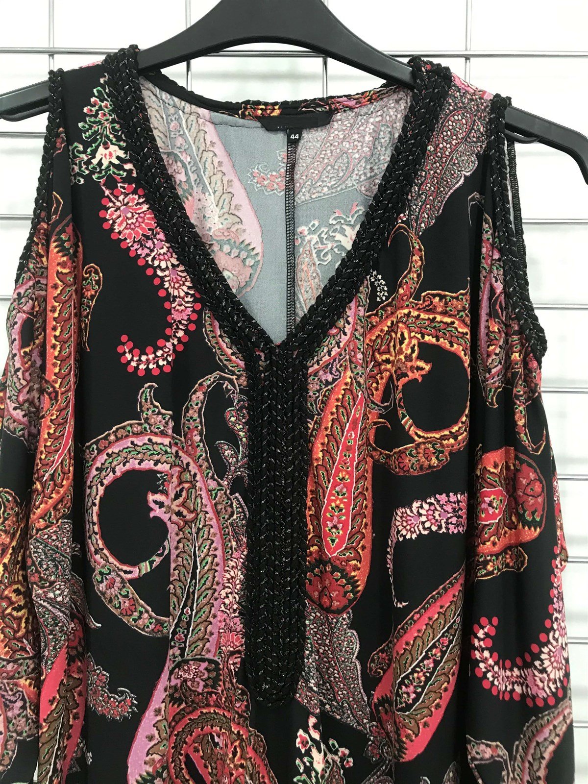 Myline-Önü Sim Detaylı V Yakalı Kolları Pencereli Elbise-Büyük Beden Outlet-45604