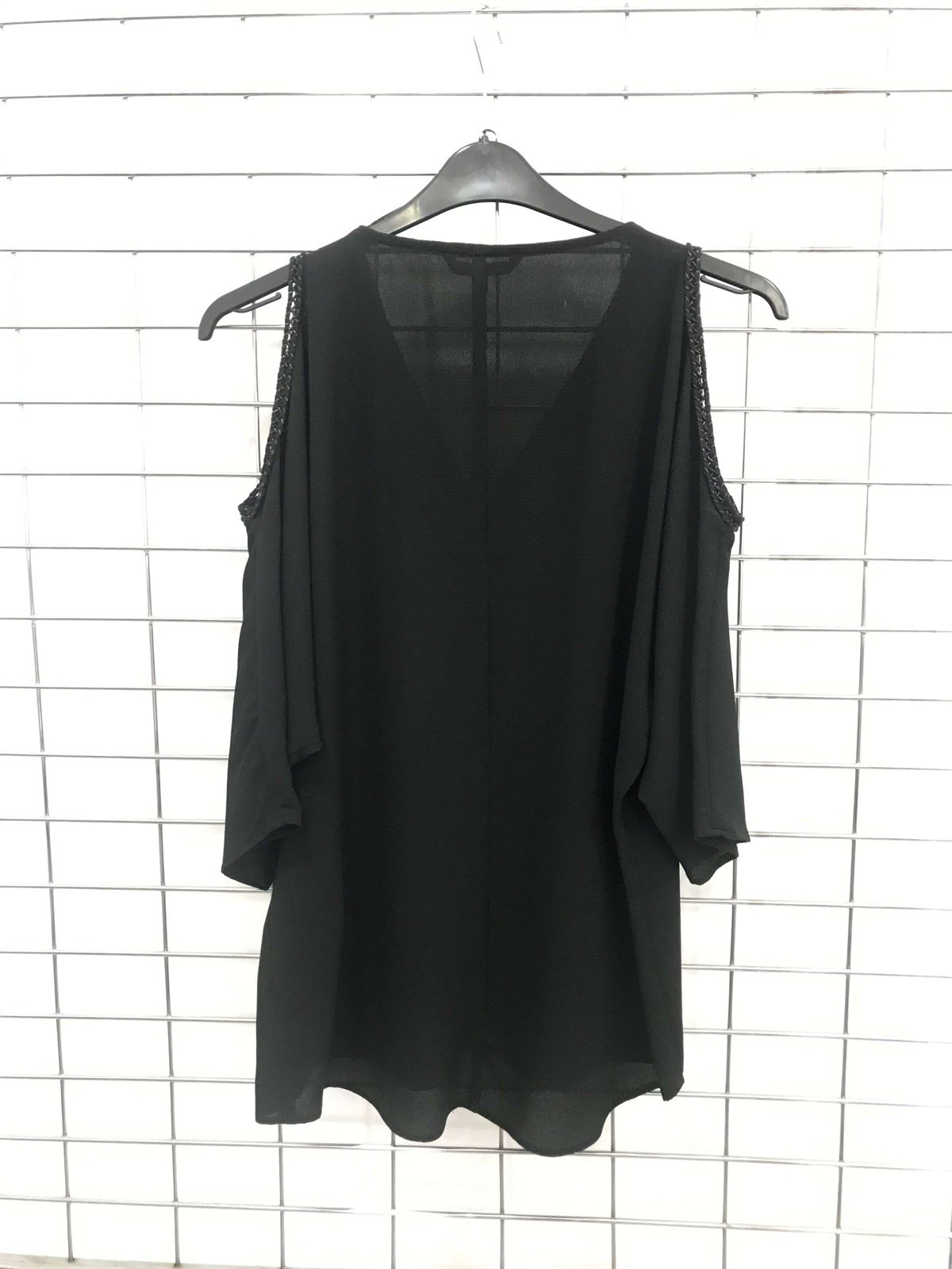 Myline-Önü Sim Detaylı V Yakalı Kolları Pencereli Elbise-Büyük Beden Outlet-45601