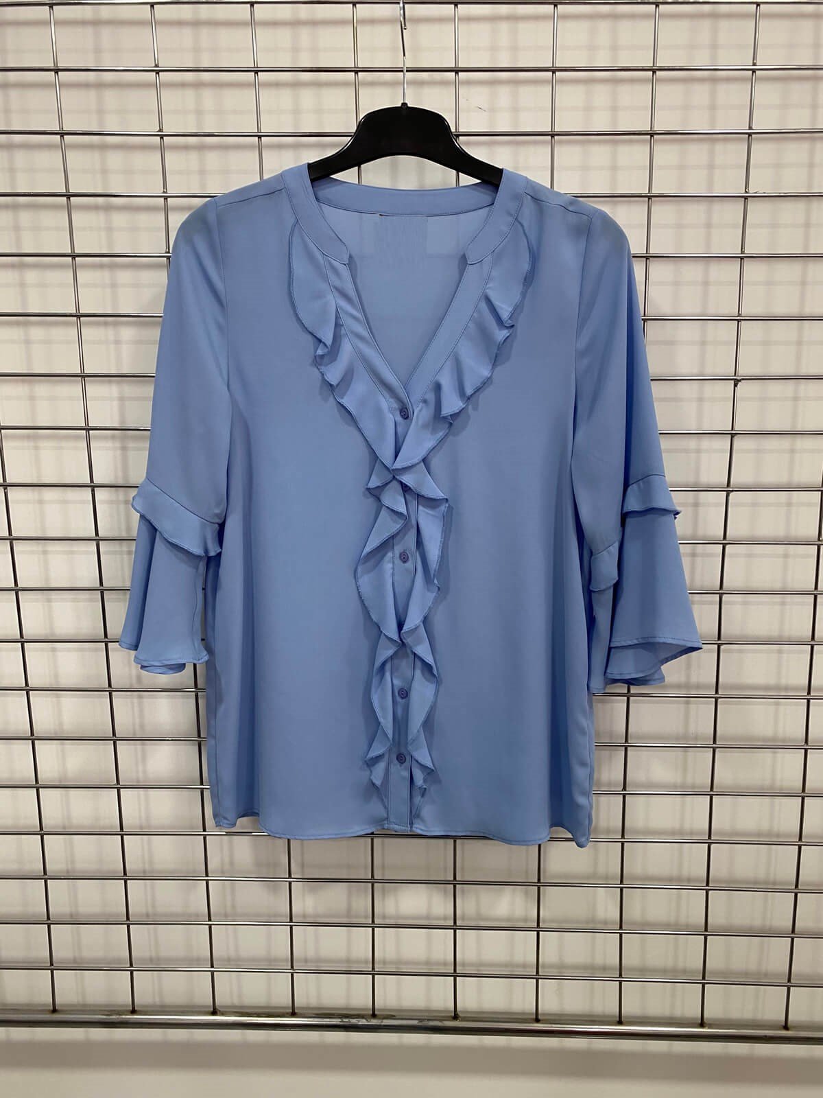 Myline-Önü ve Kolları Volanlı Bluz-Büyük Beden Outlet-66402