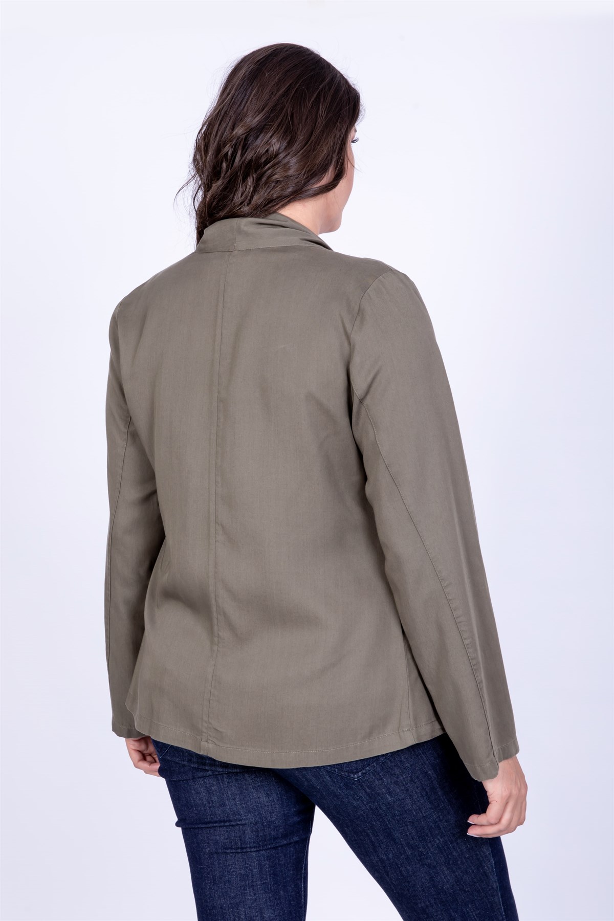 Myline-Önü Volanlı Apoletli Ceket-Büyük Beden Ceket-12485-m