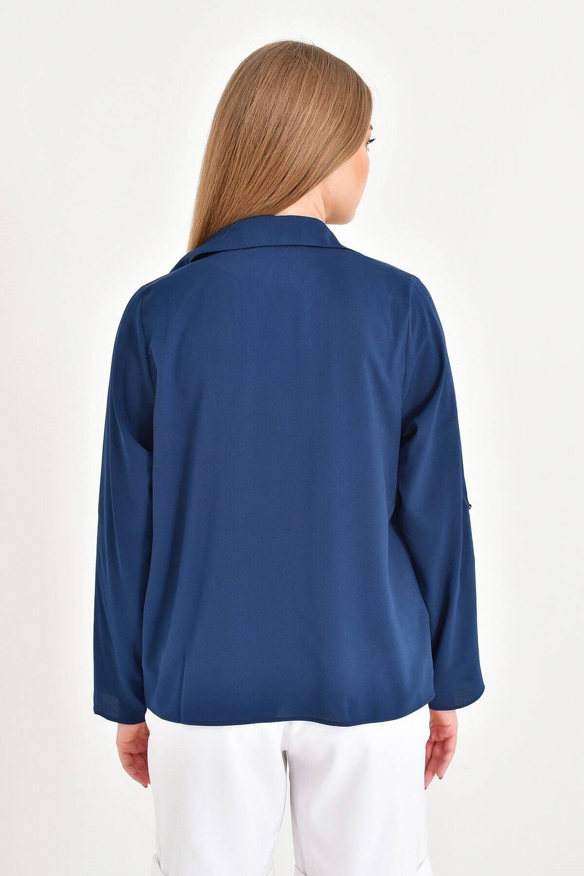 Myline-Önü Volanlı Krep Bluz Ceket-Büyük Beden Ceket-12452-m