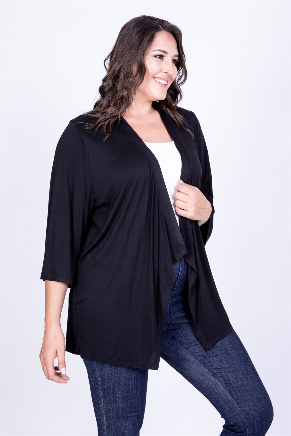 Myline-Önü Volanlı Penye Hırka-Büyük Beden Hırka-12444-m