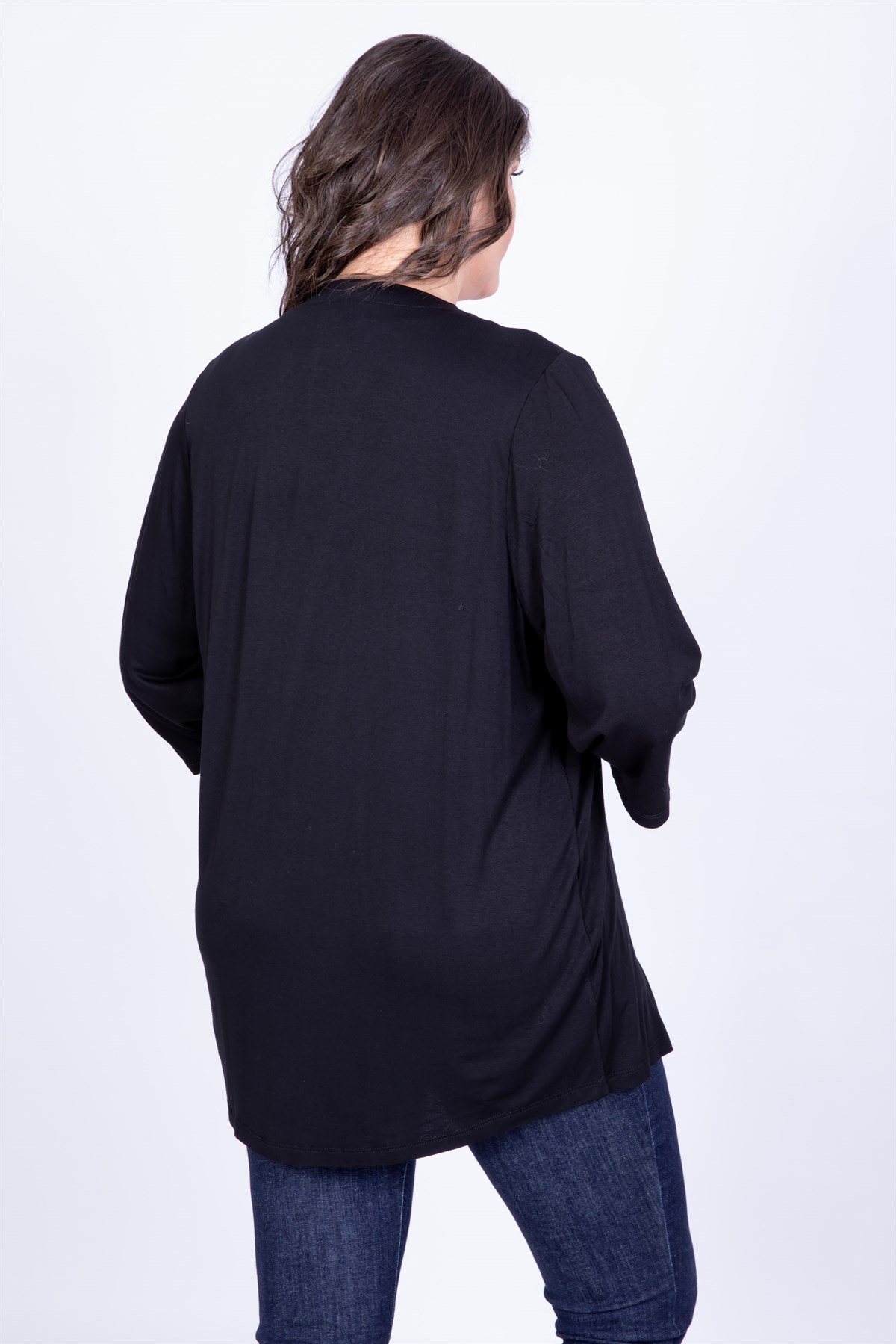 Myline-Önü Volanlı Penye Hırka-Büyük Beden Hırka-12444-m