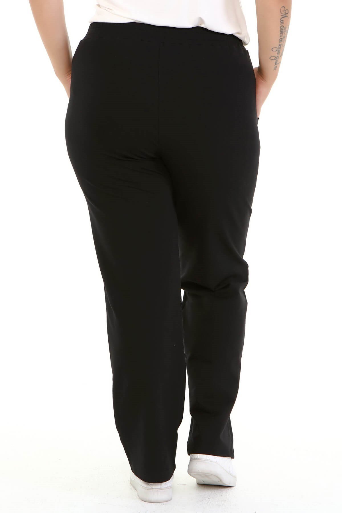 Myline-Örme Beli Lastikli Cepli Pantolon -Büyük Beden Pantolon-77143