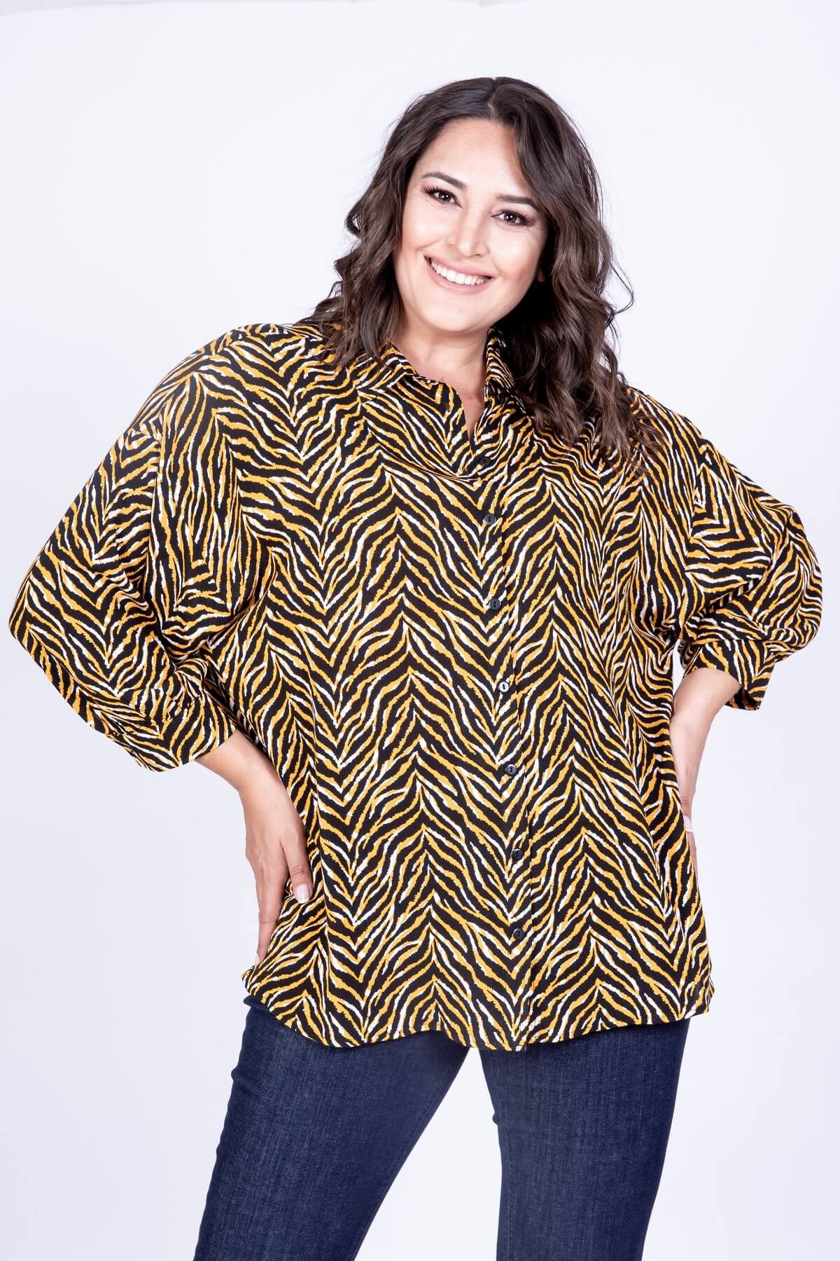 Myline-Oversize Gömlek-Büyük Beden Gömlek-35155