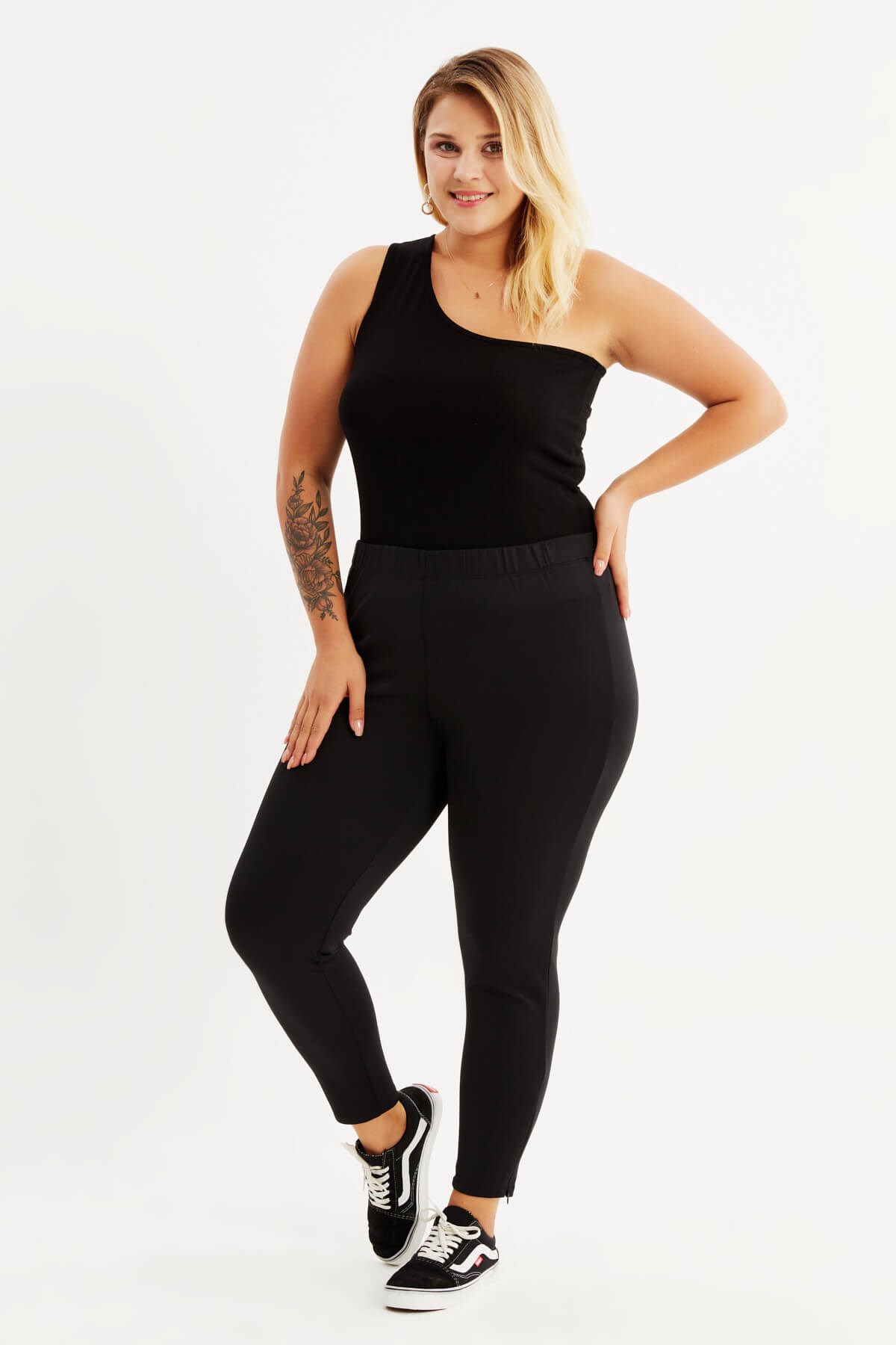 Myline-Paça Fermuarlı Tayt-Büyük Beden Tayt-23422-m