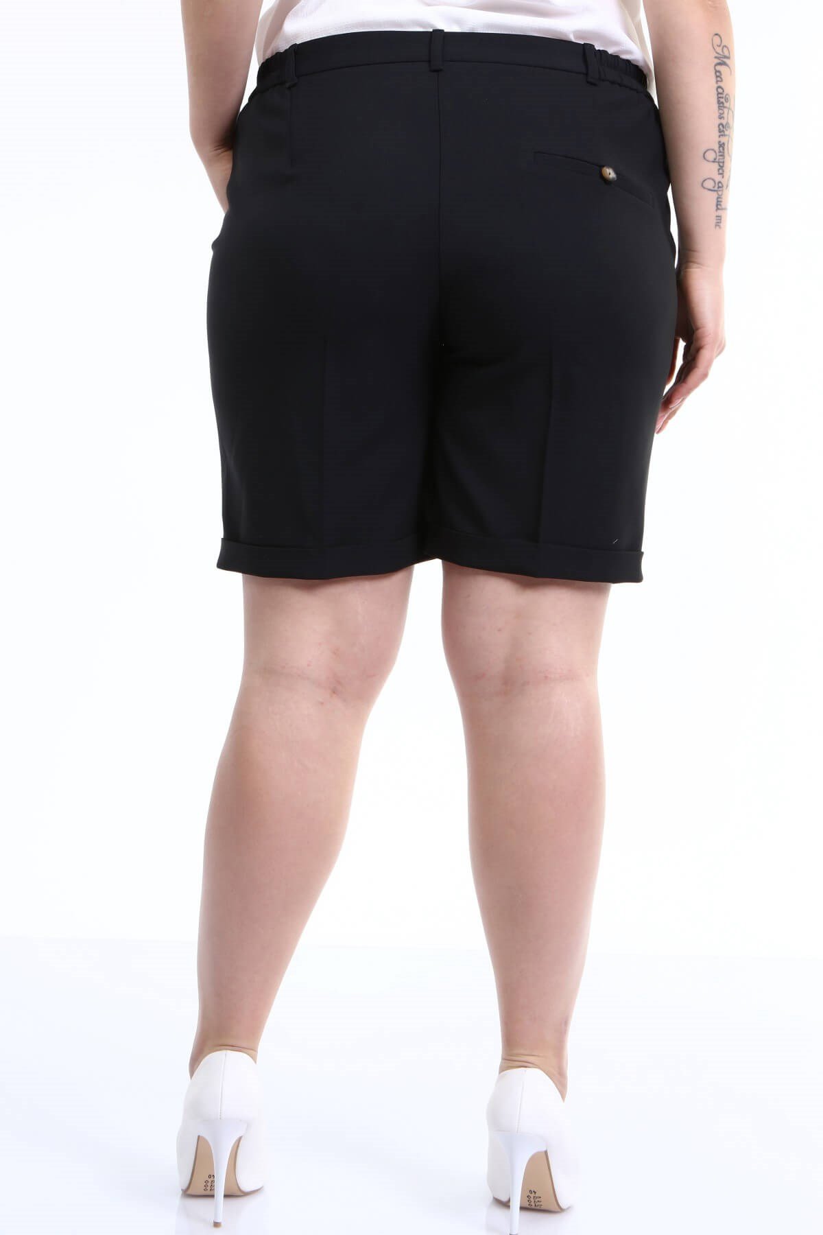 Myline-Paçası Katlamalı Şort-Büyük Beden Şort-66436