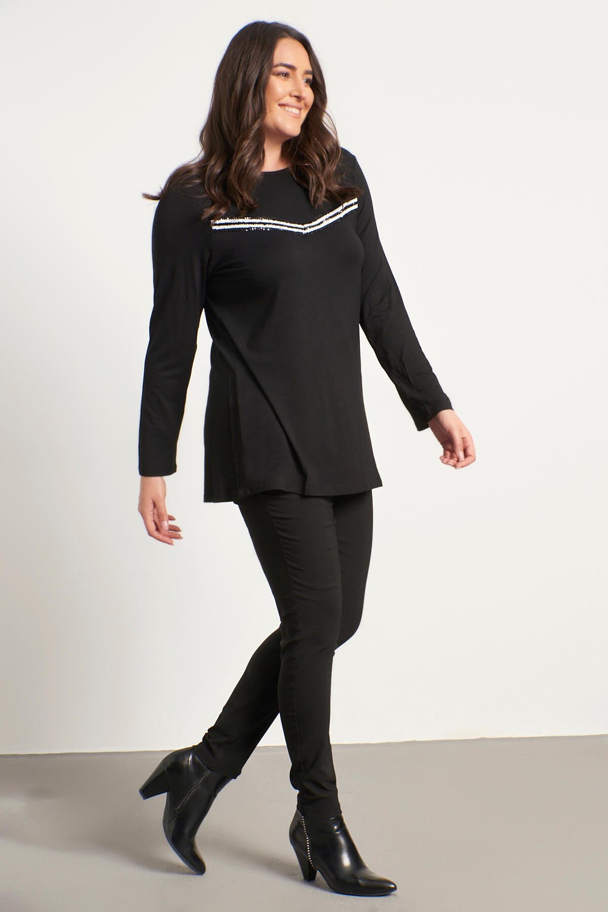 Myline-Payent Şeritli Bluz-Büyük Beden Bluz-24075