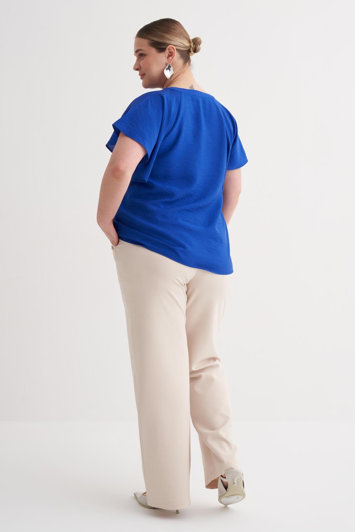 Myline-Pelerin Kol Rahat Tişört-Büyük Beden Tişört-149978