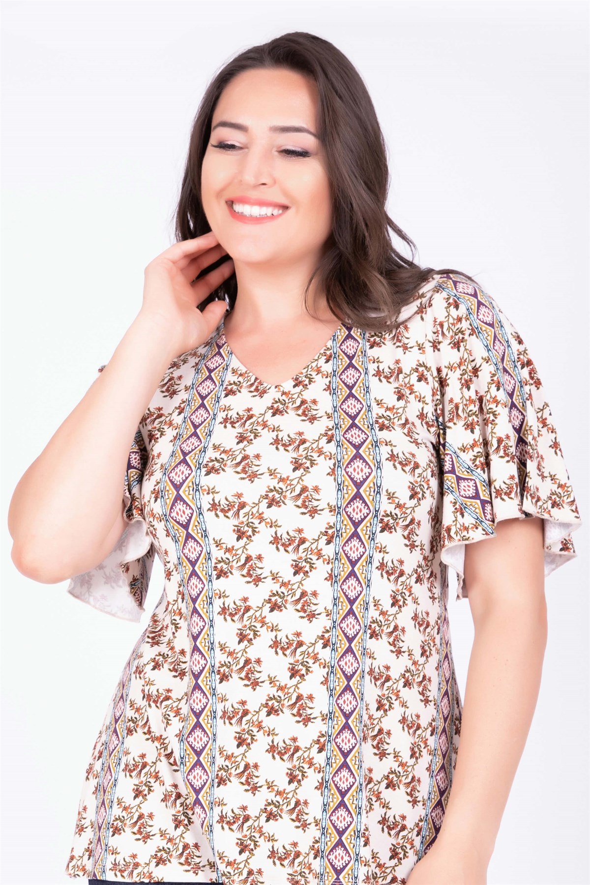 Myline-Pelerin Kollu Bluz-Büyük Beden Bluz-34731