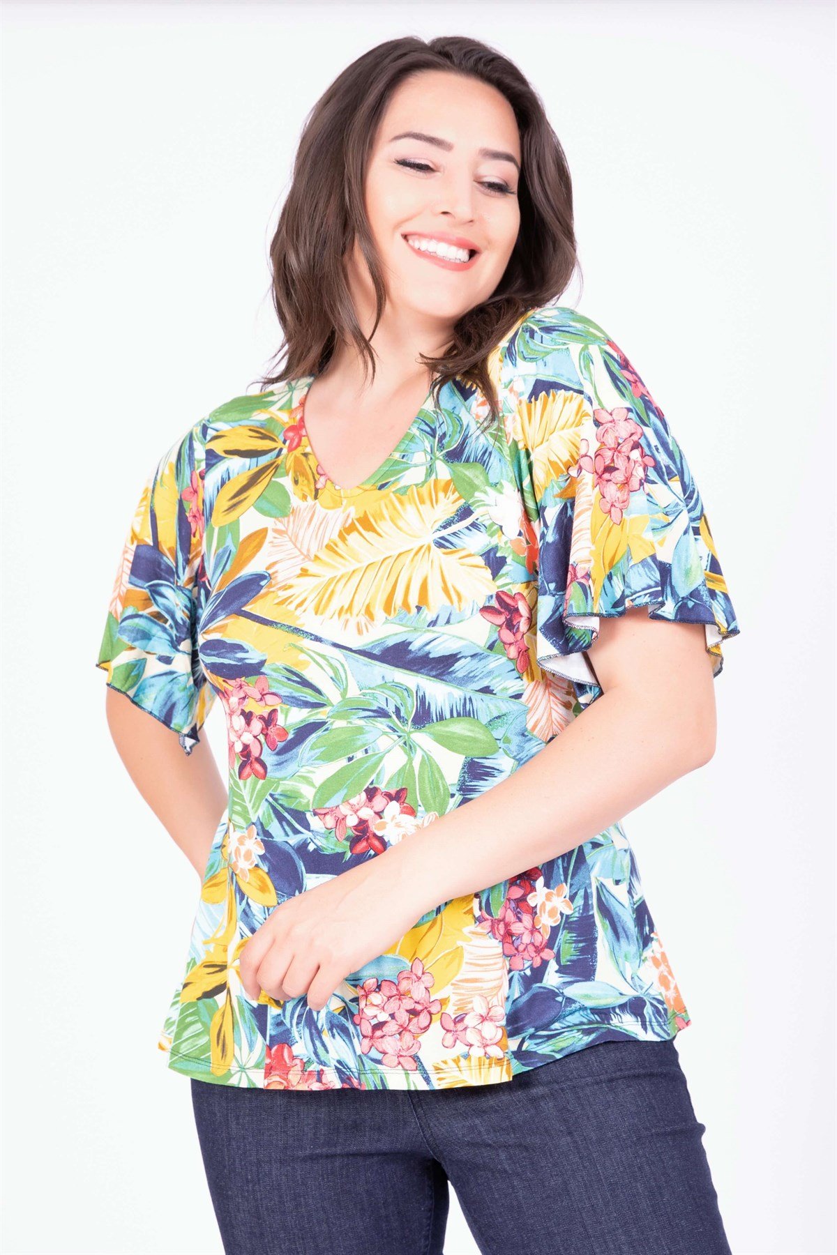 Myline-Pelerin Kollu Bluz-Büyük Beden Bluz-34732