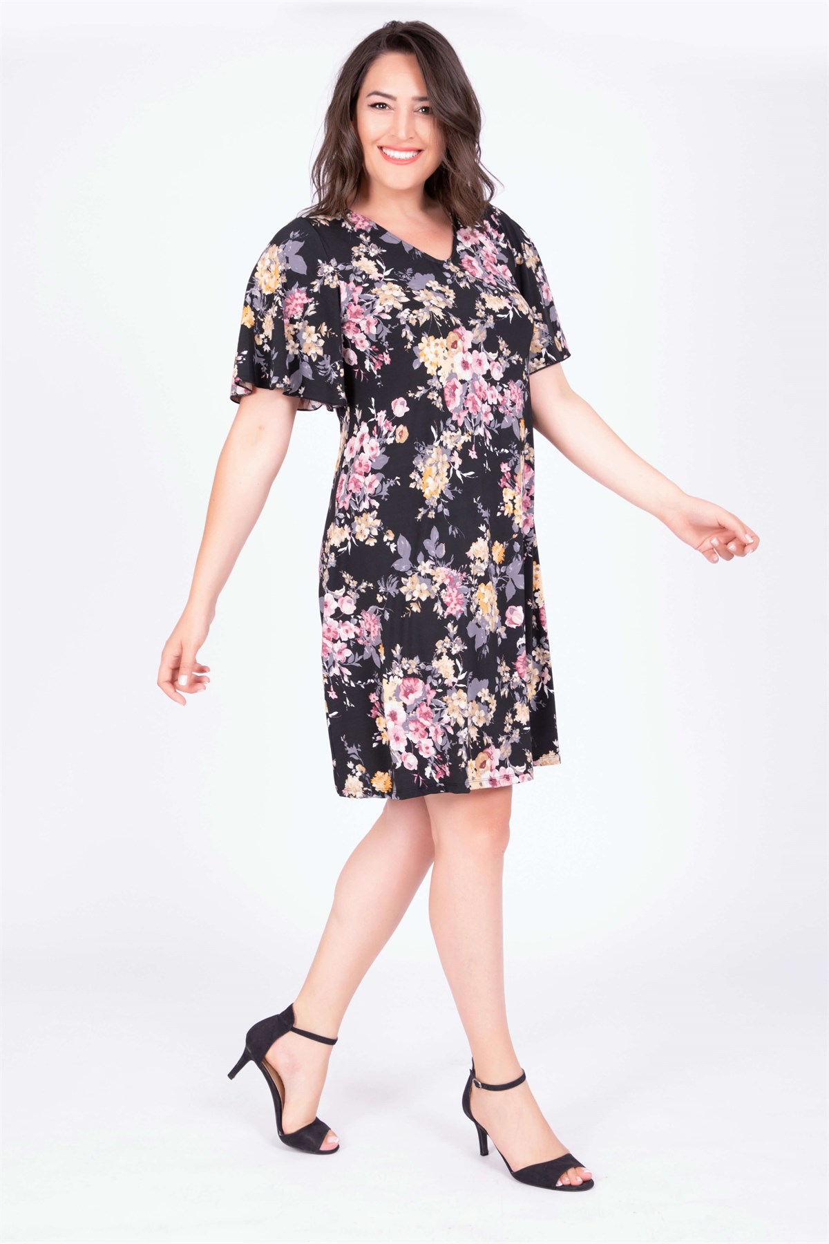 Myline-Pelerin Kollu Elbise-Elbise-34733