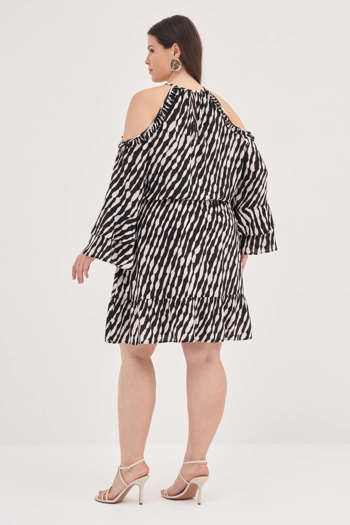 Myline-Pencere Detaylı Volanlı Elbise-Büyük Beden Günlük Elbiseler-139176