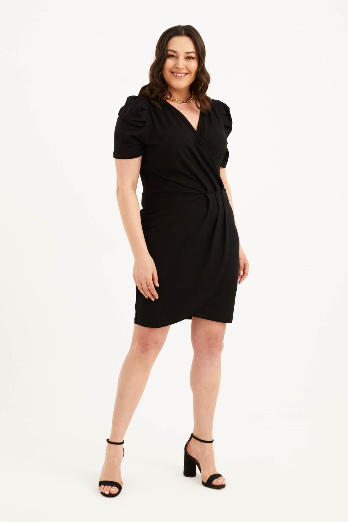 Penye Anvelop Büzgü Detaylı Elbise