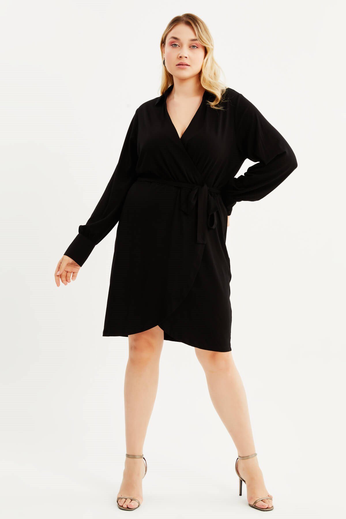 Penye Anvelop Kuşaklı Elbise