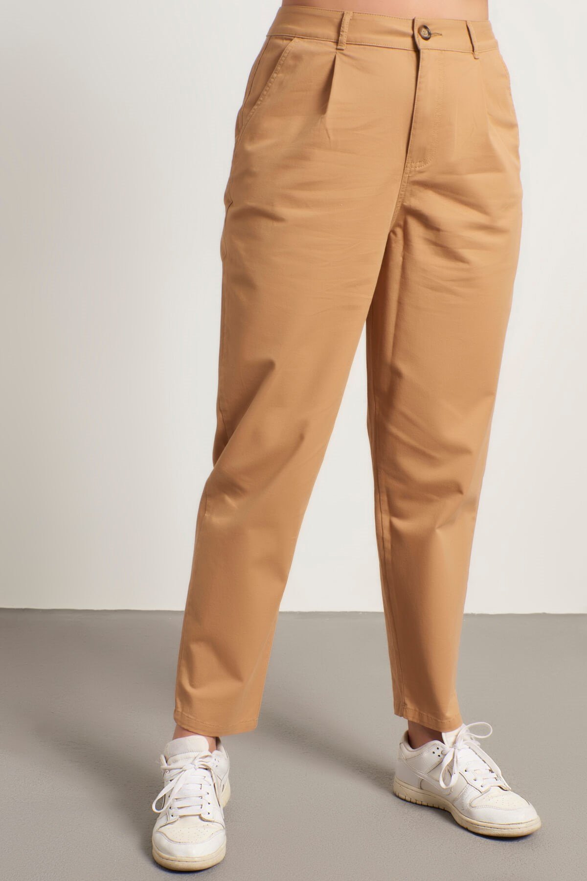 Myline-Pileli Slouchy Pantolon-Büyük Beden Pantolon-56305