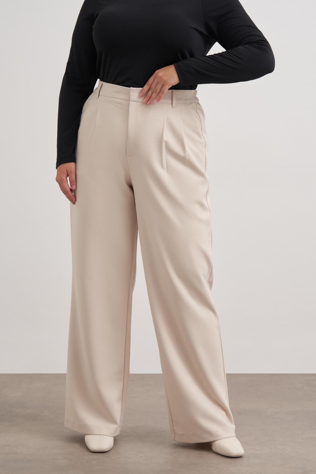 Myline-Pilili Cepli Pantolon-Büyük Beden Pantolon-149580