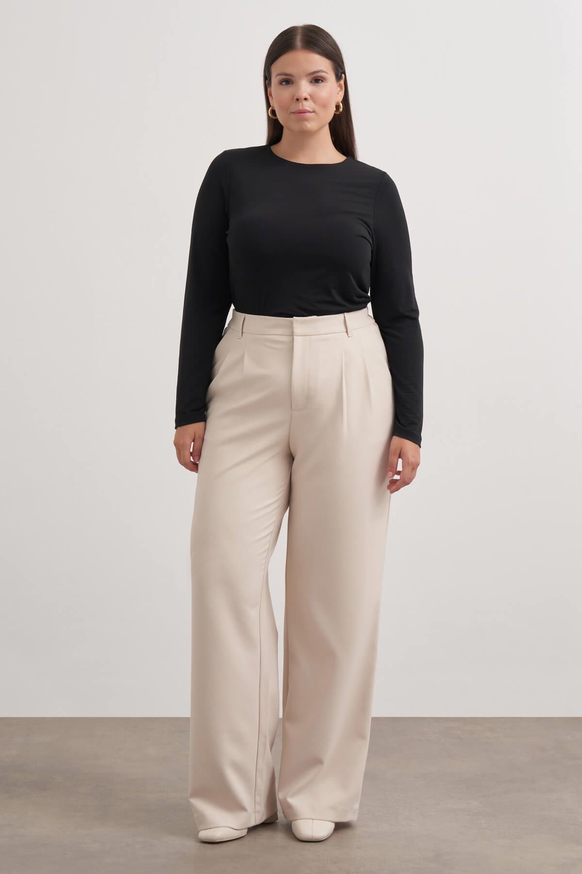 Myline-Pilili Cepli Pantolon-Büyük Beden Pantolon-149580