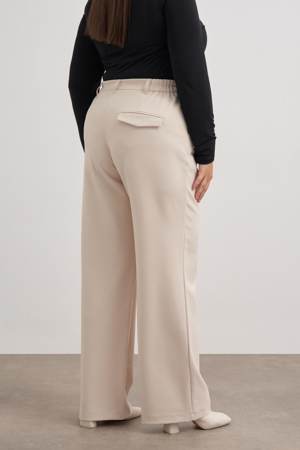 Myline-Pilili Cepli Pantolon-Büyük Beden Pantolon-149580