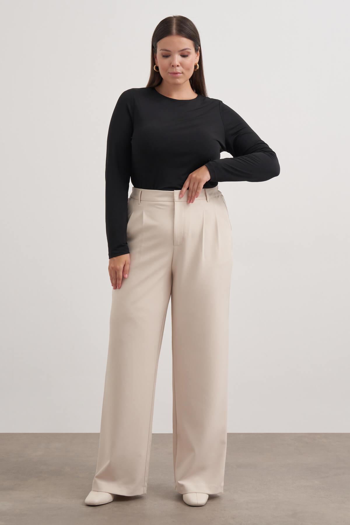 Myline-Pilili Cepli Pantolon-Büyük Beden Pantolon-149580