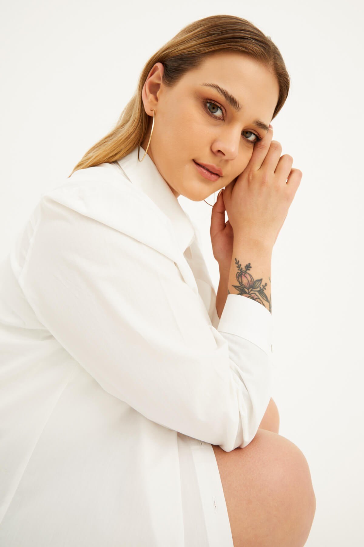 Myline-Poplin Gömlek -Büyük Beden Gömlek-66453